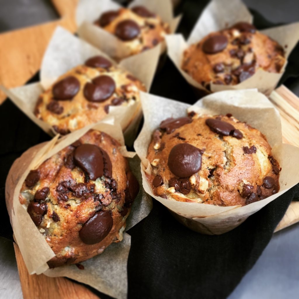 muffin banane noix chocolat